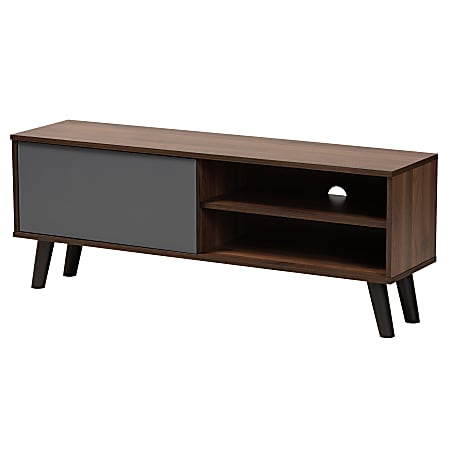 Baxton Studio Modern And Contemporary 2-Tone TV Stand, 18-1/16"H x 47-1/4"W x 11-13/16"D, Gray/Walnut Brown