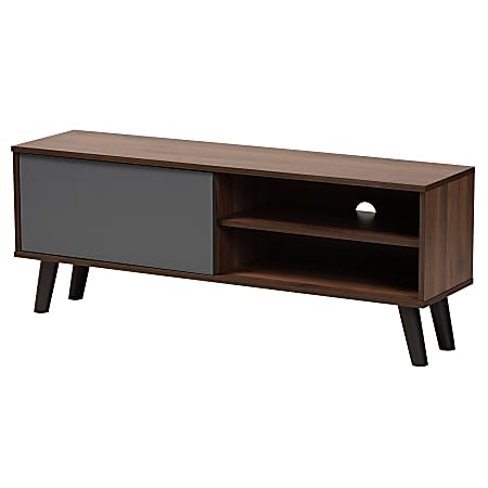 Baxton Studio Modern And Contemporary 2-Tone TV Stand, 18-1/16"H x 47-1/4"W x 11-13/16"D, Gray/Walnut Brown