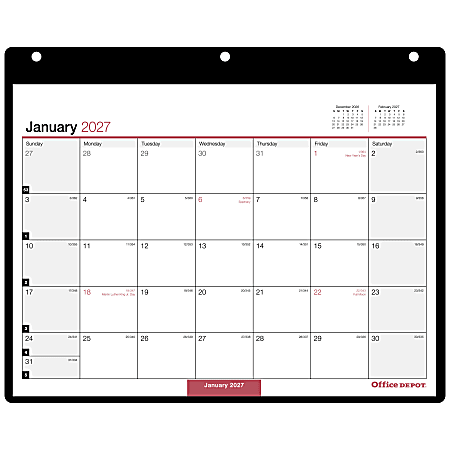 Office Depot Brand Monthly Desk Wall Calendar, 11" x 8", White, January 2027 to December 2027, OD20120027