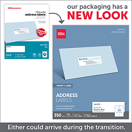 Office Depot Brand InkjetLaser Address Labels Rectangle 1 13 x 4 White ...