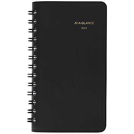 AT-A-GLANCE® Weekly Planner, 2-1/2" x 4-1/2", Black, January To December 2022, 7003505