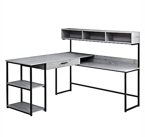 Monarch Specialties 59"W Corner Desk Workstation, Gray/Black