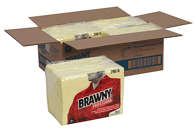 Brawny® Professional Disposable Dusting Cloths by GP Pro - Wipe - 17" Width x 24" Length - 200 / Carton - Yellow
