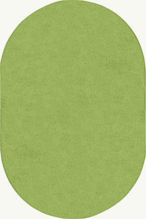 Joy Carpets® Kids' Essentials Oval Area Rug, Just Kidding™, 6' x 9', Lime Green