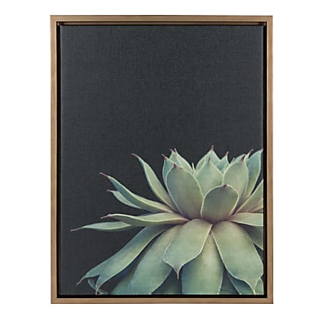 Uniek Kate And Laurel Sylvie Framed Canvas Wall Art, 18" x 24", Succulent Plant