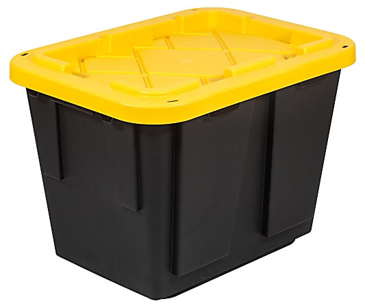 Black Storage Tote 27 Gallon W Snap On Lid Stackable Polypropylene Heavy  Duty