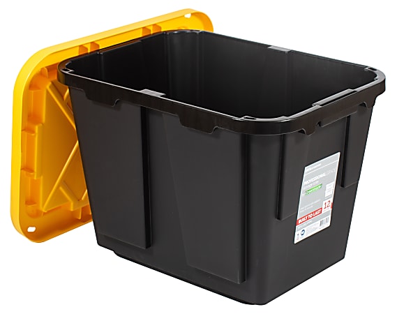 12 Gal. Tough Storage Tote in Black with Yellow Lid