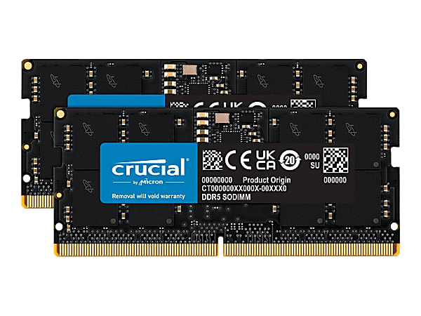 Crucial - DDR5 - kit - 32 GB: 2 x 16 GB - SO-DIMM 262-pin - 4800 MHz / PC5-38400 - CL40 - 1.1 V - unbuffered - non-ECC