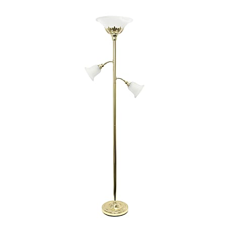 Elegant Designs 3-Light Floor Lamp, 71"H, Gold/White