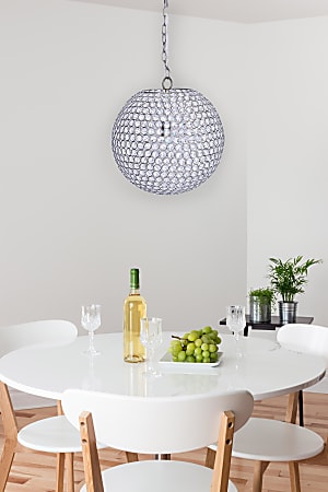 LumiSource Crystal Globe Contemporary Pendant Ceiling Lamp 16 W Chrome Office Depot