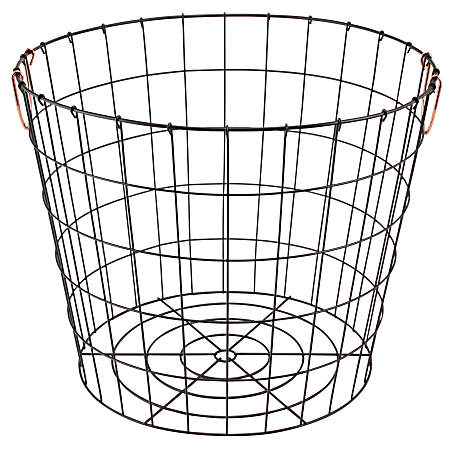 Realspace® Round Metal Wire Basket With Handles, Large Size, Black/Copper