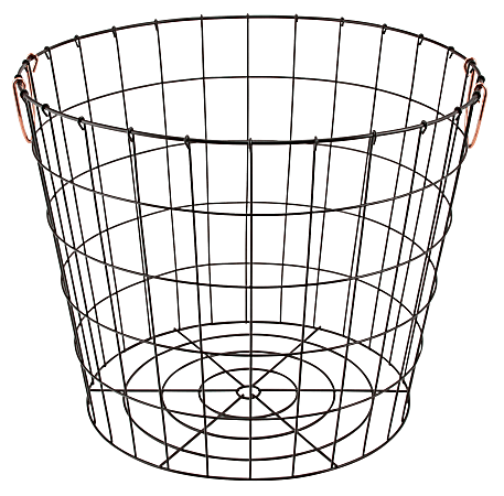 Realspace® Round Metal Wire Basket With Handles, Medium Size, Black/Copper