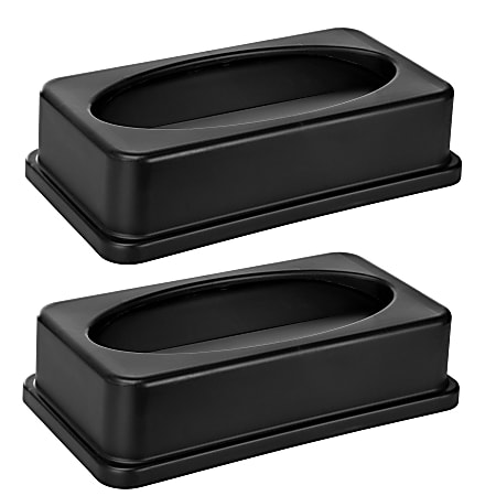 Alpine Slim Swinging Trash Can Lids, 20" x 12", Black, Pack Of 2 Lids