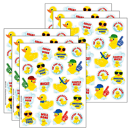 Eureka Scented Stickers, Rubber Duckies Bubblebath, 80 Stickers Per Pack, Bundle Of 6 Packs