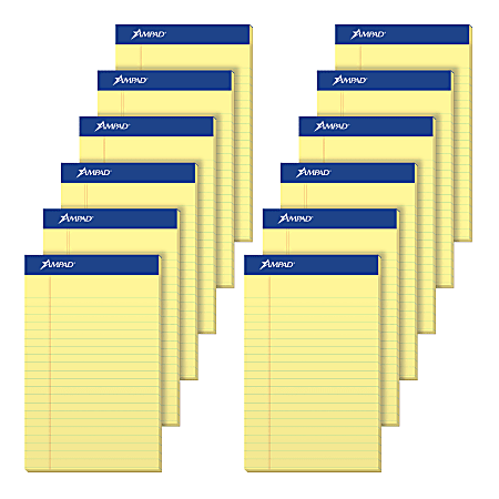 TOPS™ Docket™ Perforated Writing Pad, 5" x 8", Legal Ruled, 50 Sheets, Canary
