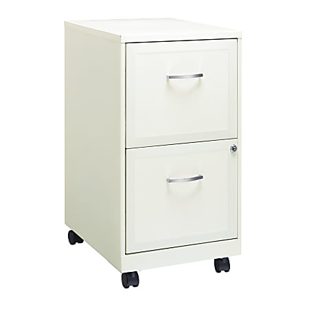 Realspace 18"D SOHO Vertical Letter-Size Mobile File Cabinet, 2 Drawers, Pearl White