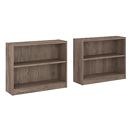 Bush Furniture Universal 30"H 2-Shelf Bookcases, Rustic Gray, Set Of 2 Bookcases, Standard Delivery