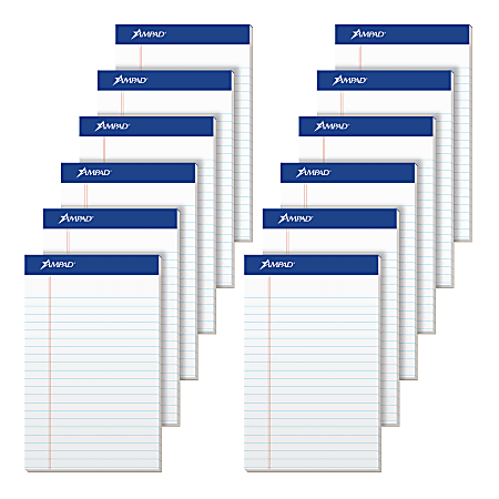 TOPS™ Docket™ Perforated Writing Pad, 5" x 8", Legal Ruled, 50 Sheets, White
