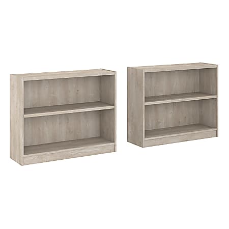 Bush Business Furniture Universal 30"H 2-Shelf Bookcases, Washed Gray, Set Of 2 Bookcases, Standard Delivery