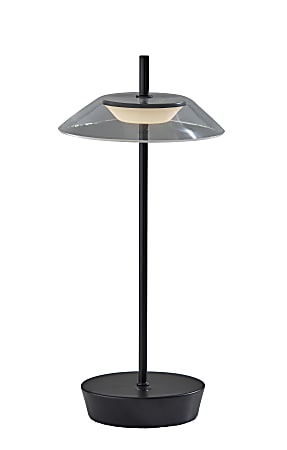 Adesso ADS360 Ako LED Cordless Table Lamp, Black with Clear Acrylic White Shade