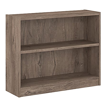 Bush Furniture Universal 2 Shelf Bookcase, Rustic Gray, Standard Delivery