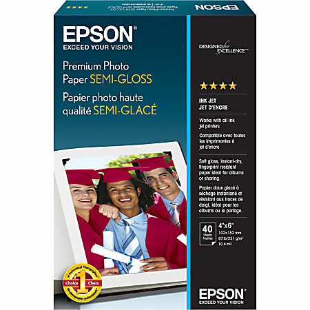 Epson® Photo Paper, 4" x 6", 93 (U.S.) Brightness, Pack Of 40 Sheets