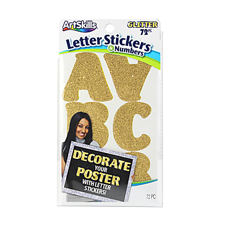 Artskills® Alpha Stickers, 2", Gold Glitter, Pack Of 72