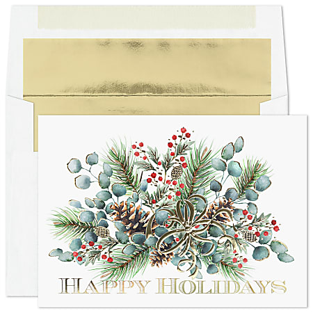 Custom Foil-Embellished Holiday Greeting Cards With Foil-Lined