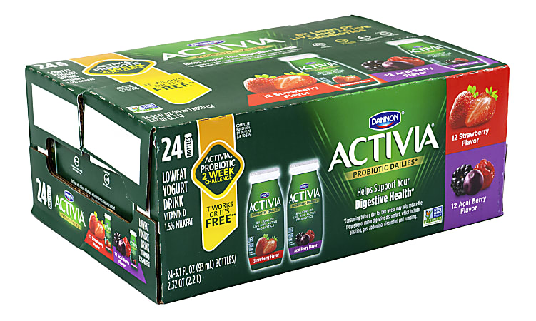 Activia Probiotic Low-Fat Yogurt Drink Dailies Variety Pack, 3.1 Oz, Pack Of 24 Dailies