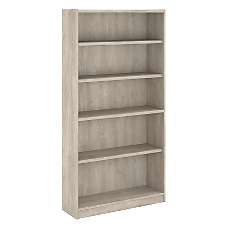 Bush Furniture Universal 5 Shelf Bookcase, Washed Gray, Standard Delivery