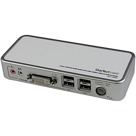 StarTech.com 2 Port Compact USB DVI KVM with Cables and Audio Switching - KVM / audio / USB switch - 2 x KVM / audio / USB - 1 local user