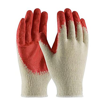 PIP Latex Coated Gloves, Large, Red, Pack Of
