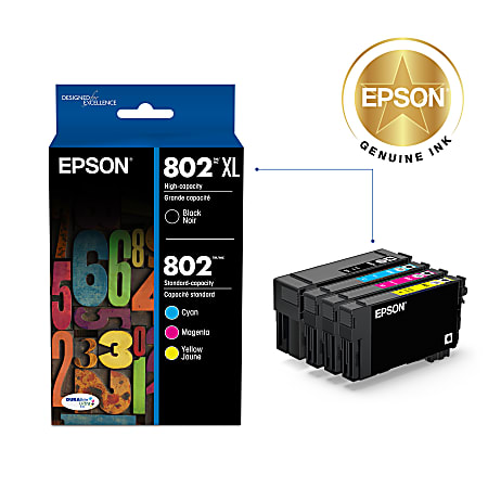 T802XL-BCS (802/802XL) DURABrite Ultra High-Yield Ink, 2,600 Page-Yield, Black/Cyan/Magenta/Yellow