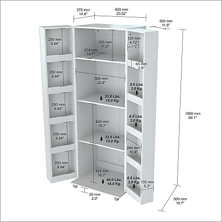 Inval Storage Cabinet 14 Shelves 66 H Laricina White Office Depot