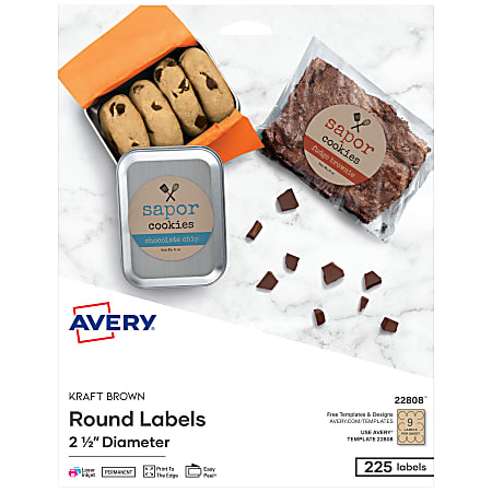 Avery® Print-To-The-Edge Permanent Inkjet/Laser Round Labels,