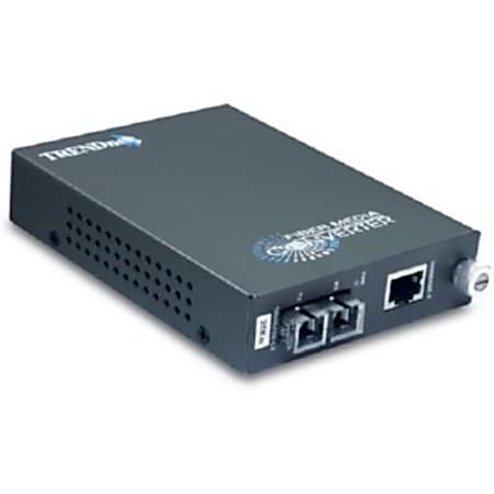TRENDnet Intelligent 1000Base-T to 1000Base-FX Single Mode Fiber Converter - 1 x RJ-45 , 1 x SC Duplex - 1000Base-T, 1000Base-LX