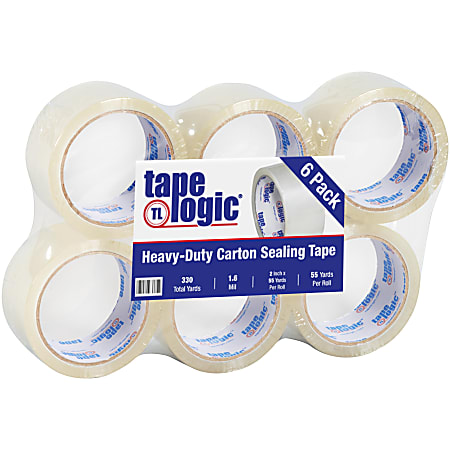 Tape Logic® #600 Hot Melt Tape, 2" x 55 Yd., Clear, Case Of 6