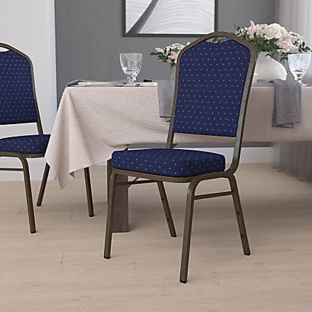 Flash Furniture HERCULES Series Crown Back Stacking Banquet Chair, Navy Blue Dot/Goldvein