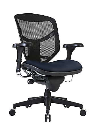 WorkPro® Quantum 9000 Series Ergonomic Mesh/Antimicrobial Vinyl Mid-Back Chair, Black/Navy, BIFMA Compliant