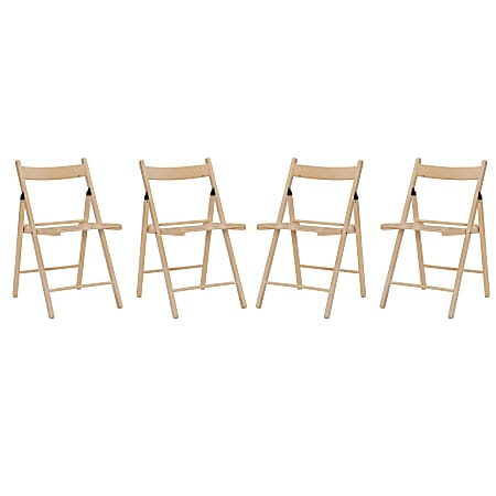 Linon Mitra Folding Chairs, Natural, Set Of 4 Chairs