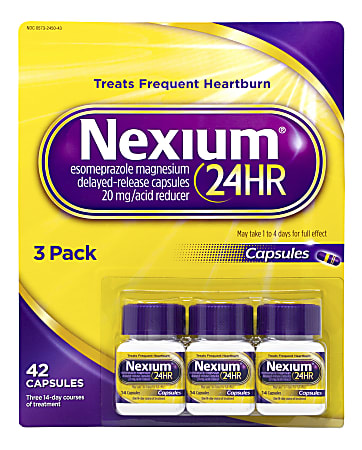 Nexium 24-Hour Delayed Release Acid Reducer Capsules, 14 Capsules Per Bottle, Pack Of 3 Bottles