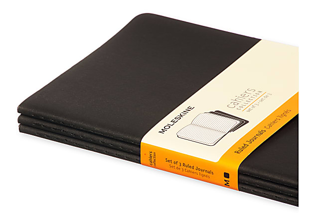 Moleskine Cahier Journals 5 x 8 14 Ruled 80 Pages Black Set Of 3