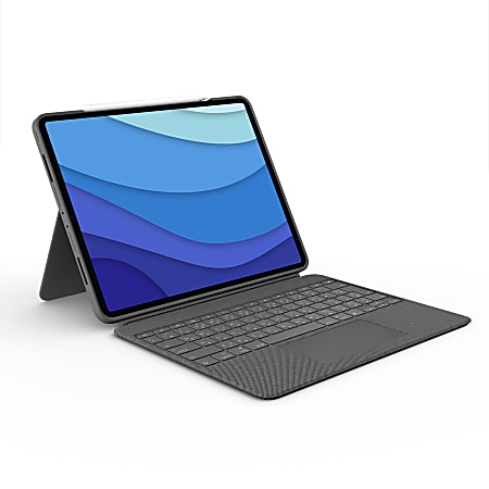 Logitech Combo Touch Keyboard/Cover Case for 12.9" Apple, Logitech iPad Pro (5th Generation) Tablet - Oxford Gray - Scrape Resistant, Bump Resistant, Slip Resistant - Plastic - Woven Fabric Exterior Material - 8.9" Height x 0.7" Width x 11.2" Depth