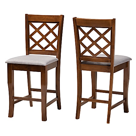 Baxton Studio Aria Counter Stools, Gray/Walnut, Set Of 2 Stools