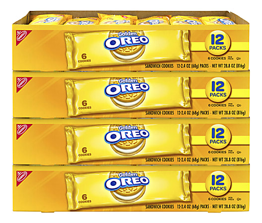 Oreo Golden Sandwich Cookies, 6 Cookies Per Pack, Box Of 48 Packs