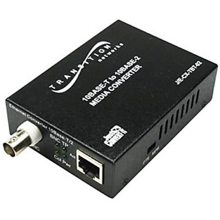 Transition Networks Just Convert-IT J/E-CX-TBT-02 RJ-45 To BNC Media Converter - 1 x RJ-45 , 1 x BNC - 10Base-T, 10Base-2