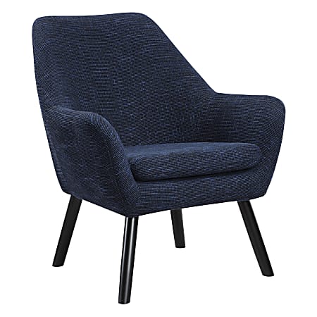 Office Star Della Mid-Century Fabric Accent Chair, 33-1/2”H x 27-1/2”W x 29”D, Dark Navy/Black