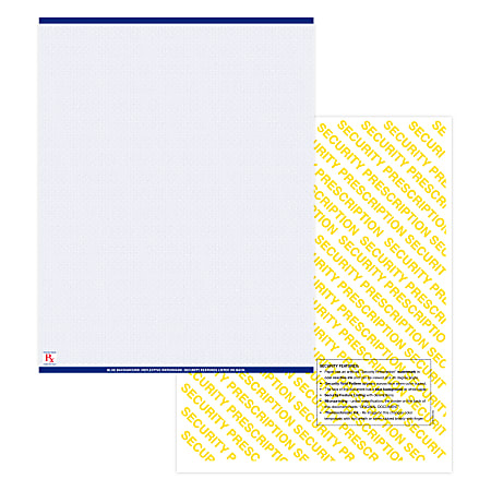 Medicaid-Compliant Medium Security Laser Prescription Forms, Full Sheet, 1-Up, 8-1/2" x 11", Blue, Pack Of 500 Sheets