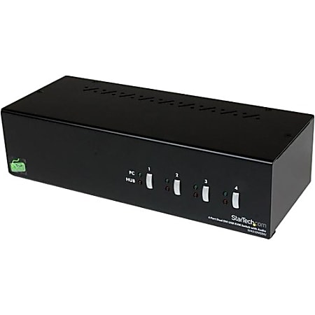 StarTech.com Dual DVI USB KVM Switch with Audio - KVM / audio / USB switch - USB - 4 ports - 1 local user - 4 x 1 - 4 x Type B USB