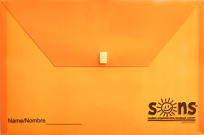 SONS System Envelopes, 11" x 11", Velcro Closure, Orange